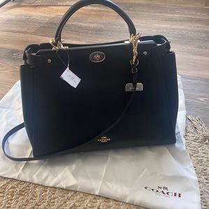 Brand new black leather coach purse